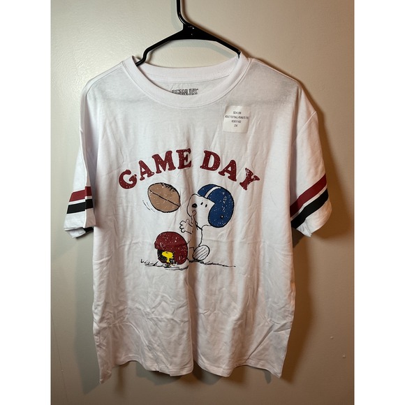 Peanuts Other - Peanuts Snoopy Adult Football Game Day Graphic Tee Shirt 2X‎ White